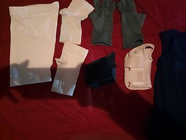 My braces, and tensos for my hands, feet and knees.